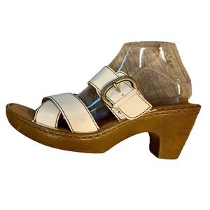 Born White Leather Sandals Salina Sz 9 Adjustable Buckle Heel B92901‎ Boho